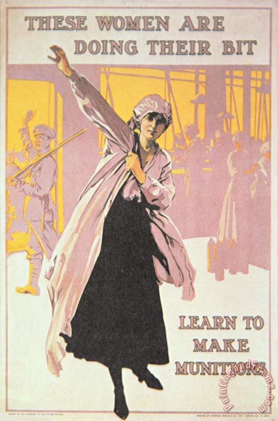 Poster depicting women making munitions painting - English School Poster depicting women making munitions Art Print