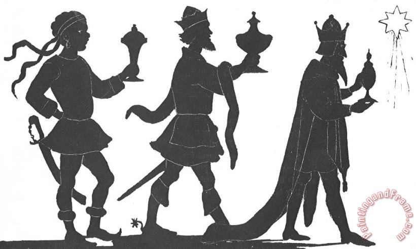 Silhouette Of Three Kings painting - English School Silhouette Of Three Kings Art Print