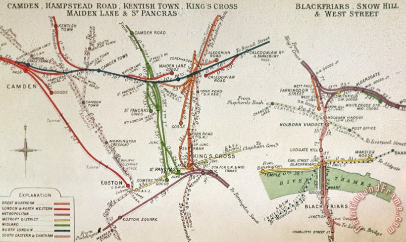 Transport Map Of London painting - English School Transport Map Of London Art Print
