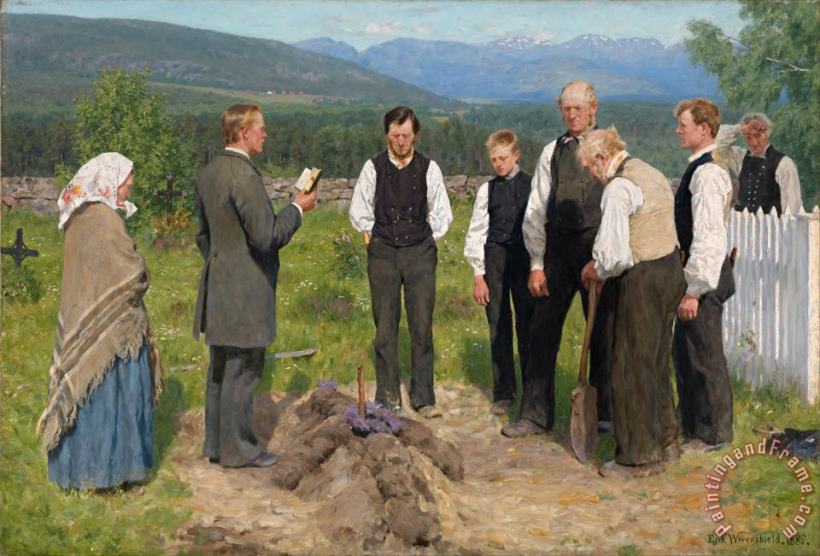 Erik Werenskiold Peasant Burial Art Painting
