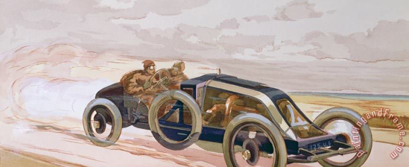 A Renault Racing Car painting - Ernest Montaut A Renault Racing Car Art Print