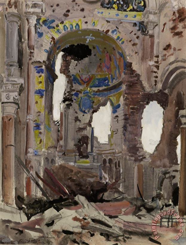 Ernest Proctor Bombed Out Interior Of Albert Church Art Painting