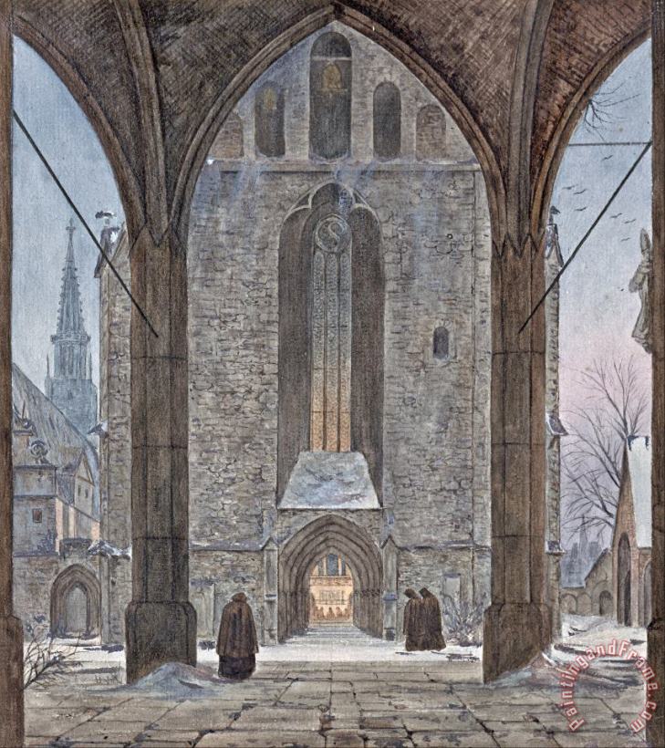 Cathedral in Winter painting - Ernst Ferdinand Oehme Cathedral in Winter Art Print