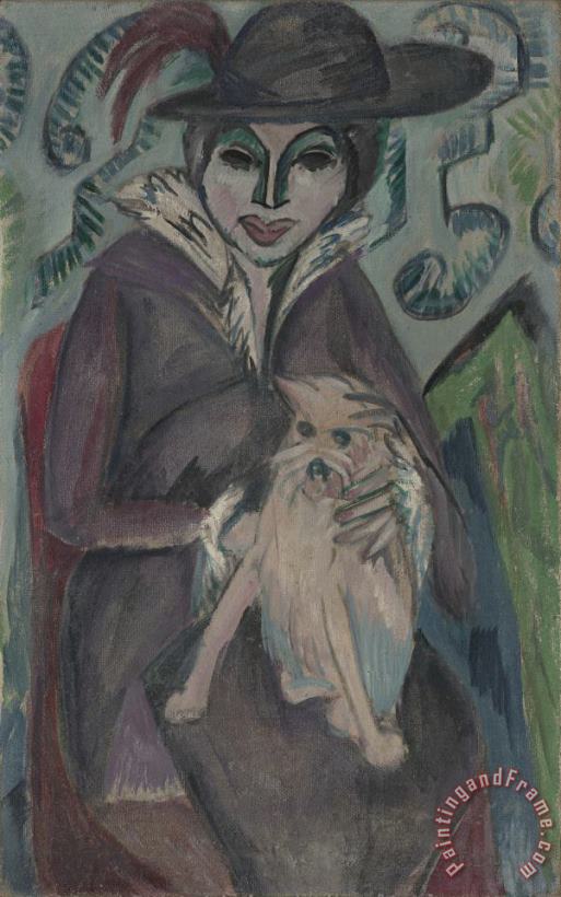 Frau Mit Hund I (woman with Dog I) painting - Ernst Ludwig Kirchner Frau Mit Hund I (woman with Dog I) Art Print