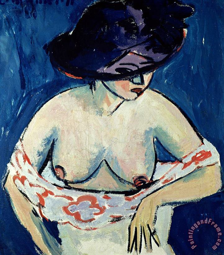 Half Naked Woman With A Hat painting - Ernst Ludwig Kirchner Half Naked Woman With A Hat Art Print