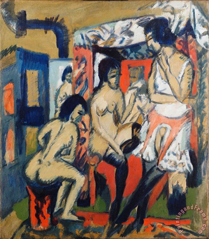 Nudes in Studio painting - Ernst Ludwig Kirchner Nudes in Studio Art Print