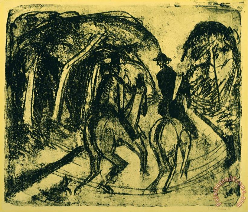 Reiter Im Grunewald painting - Ernst Ludwig Kirchner Reiter Im Grunewald Art Print