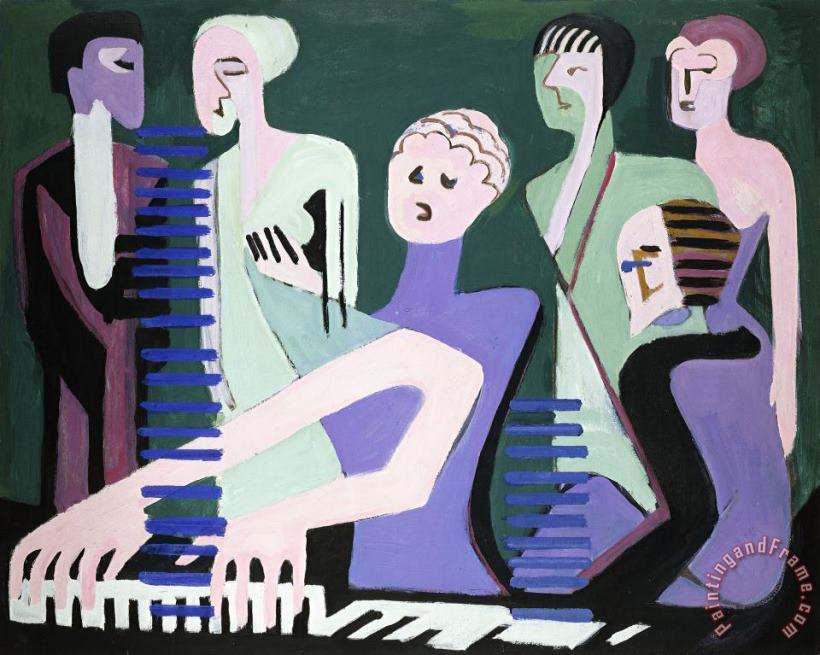 Singer on Piano (pianist) painting - Ernst Ludwig Kirchner Singer on Piano (pianist) Art Print
