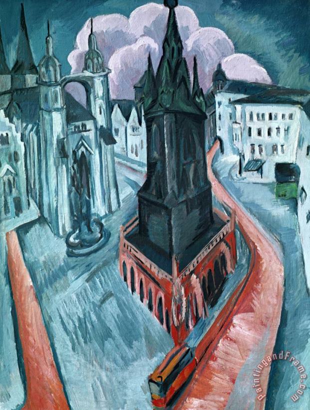 Ernst Ludwig Kirchner The Red Tower In Halle painting - The Red Tower