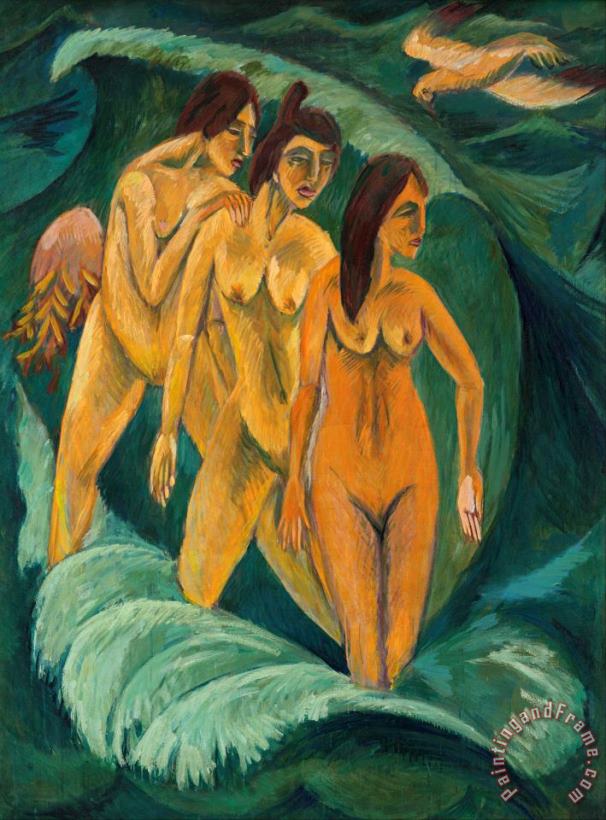 Three Bathers painting - Ernst Ludwig Kirchner Three Bathers Art Print