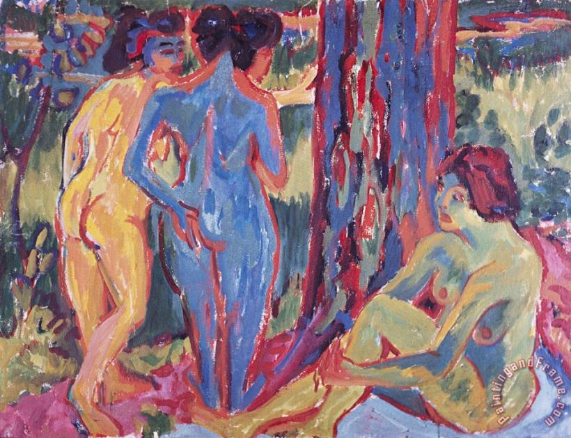 Three Nudes painting - Ernst Ludwig Kirchner Three Nudes Art Print