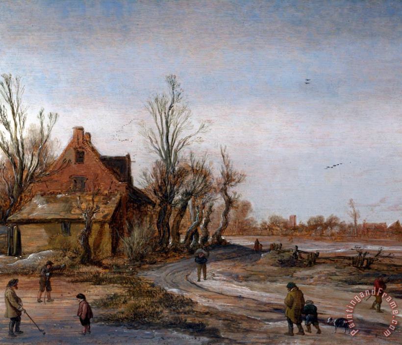 Esaias Van De Velde A Winter Landscape Art Painting