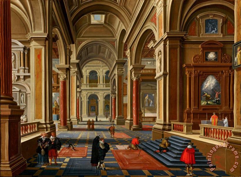 Interior of a Catholic Church painting - Esaias Van De Velde Interior of a Catholic Church Art Print
