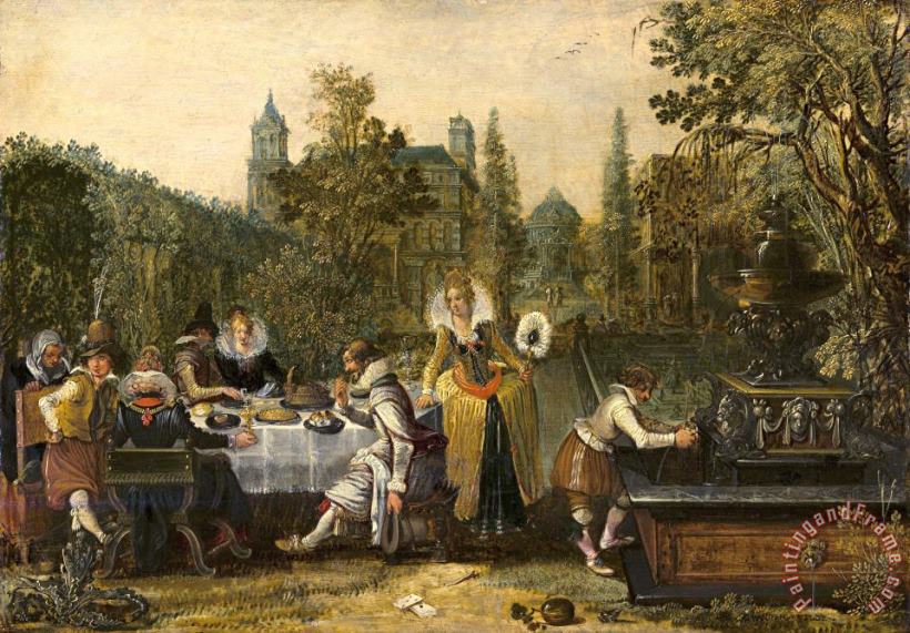 Esaias Van De Velde Merry Company in a Park Art Painting