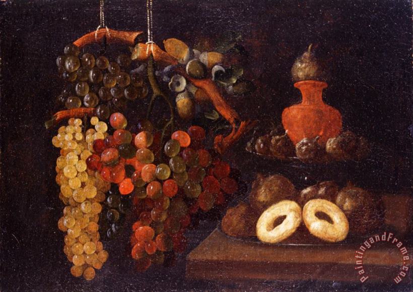 Espinosa, Juan De Life Still with Grapes And Cakes Art Print