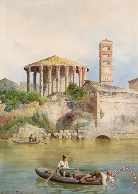 View of the Sbocco della Cloaca Massima Rome painting - Ettore Roesler Franz View of the Sbocco della Cloaca Massima Rome Art Print