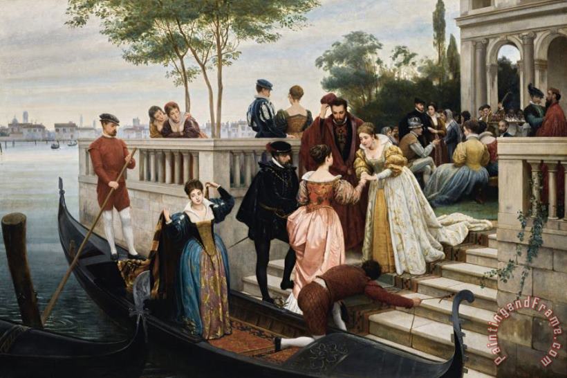 Arriving From The Ball, Murano, 1870 painting - Eugen von Blaas Arriving From The Ball, Murano, 1870 Art Print