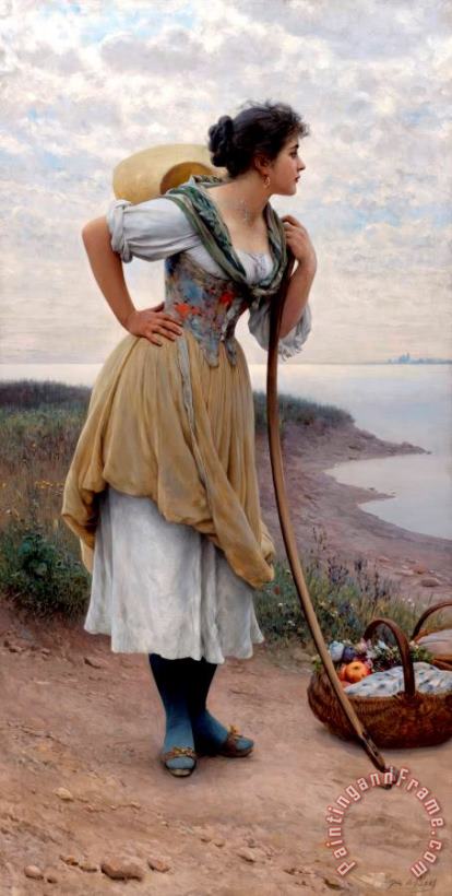 Eugen von Blaas Awaiting The Return, 1895 Art Painting