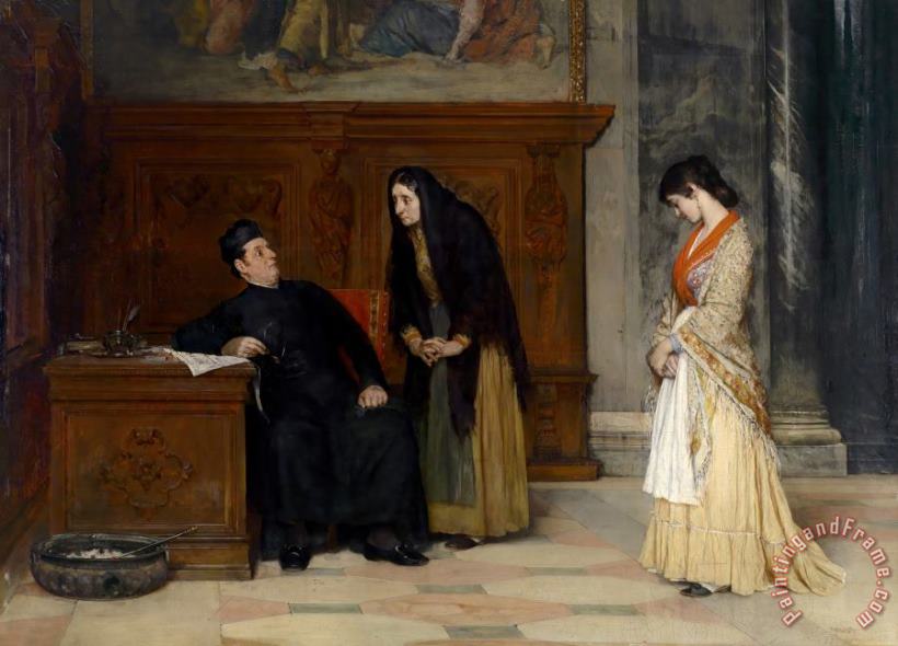 Eugen von Blaas In The Sacristy, 1877 Art Print