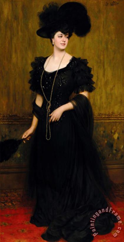 Eugen von Blaas Portrait of Madame Lebreton, 1908 Art Painting