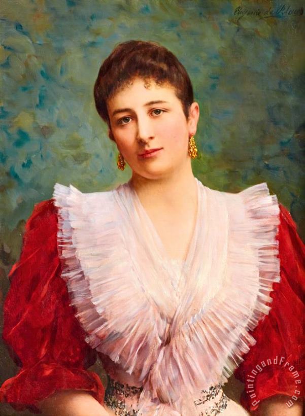 Eugen von Blaas Portrait of Olga Sardegna Daverio, 1896 Art Painting
