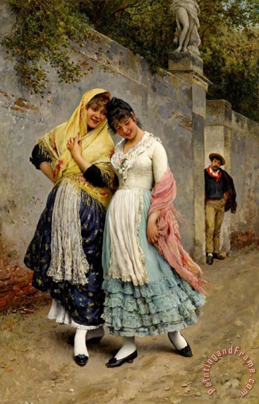 The Flirtation, 1889 painting - Eugen von Blaas The Flirtation, 1889 Art Print