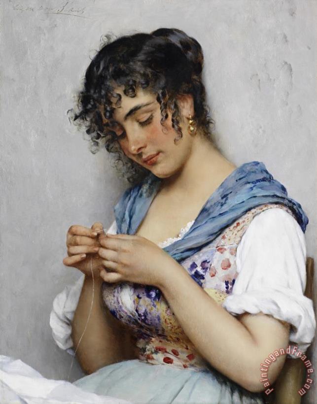The Italian Seamstress painting - Eugen von Blaas The Italian Seamstress Art Print