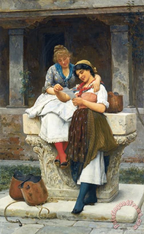 Eugen von Blaas The Love Letter, 1887 Art Painting
