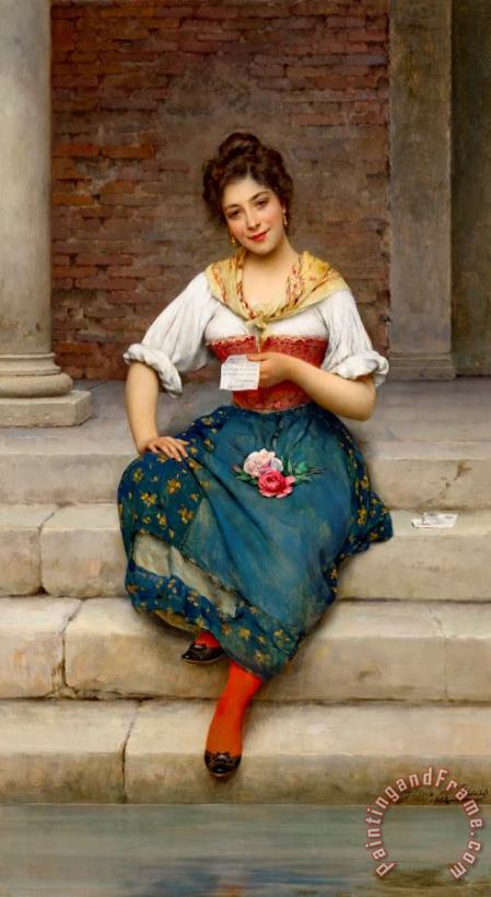 Eugen von Blaas The Love Letter, 1902 Art Painting