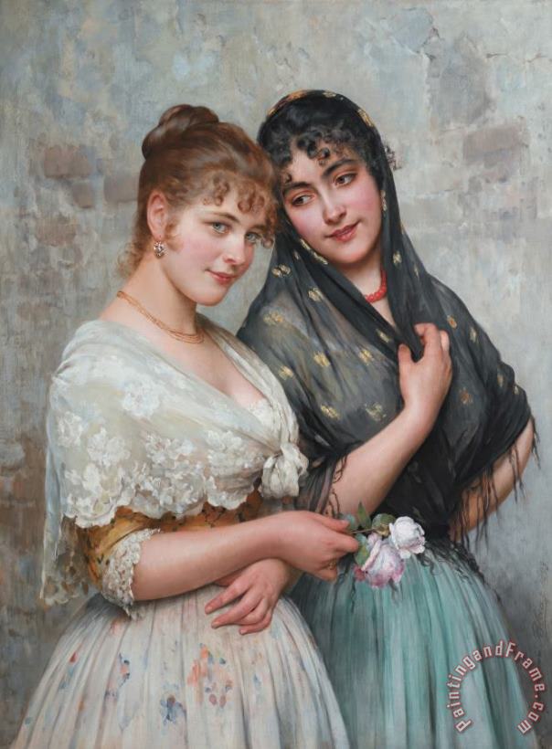 Two Venetian Women, 1898 painting - Eugen von Blaas Two Venetian Women, 1898 Art Print