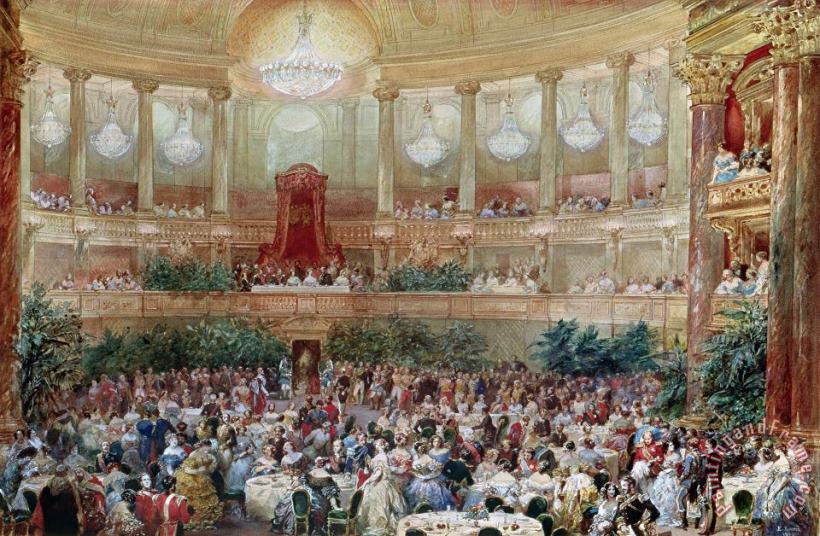 Dinner In The Salle Des Spectacles At Versailles painting - Eugene-Louis Lami Dinner In The Salle Des Spectacles At Versailles Art Print