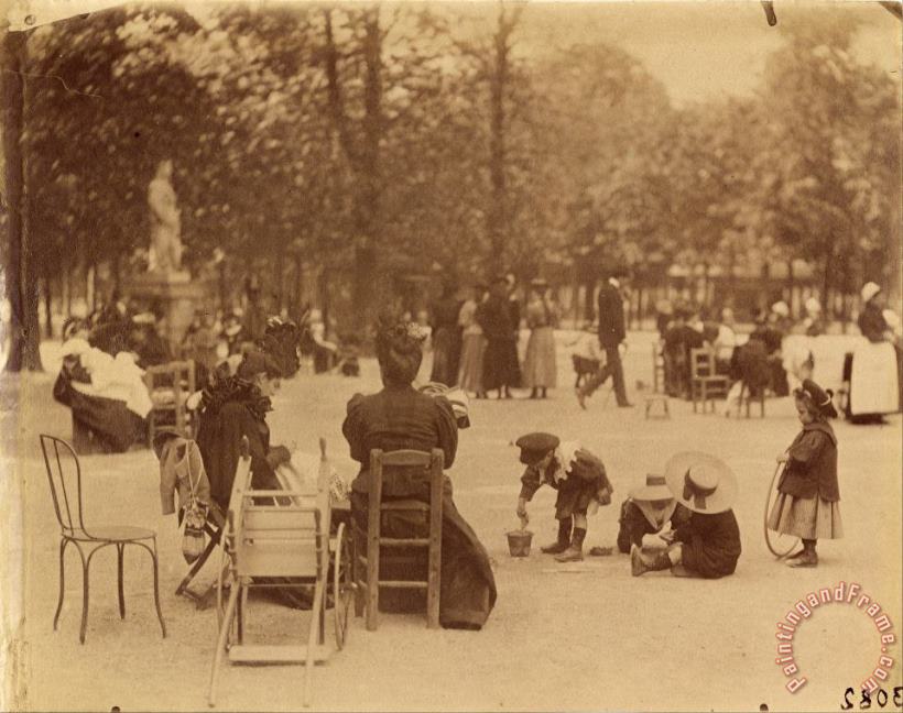 Eugene Atget Women And Children in The Luxembourg Gardens Art Painting