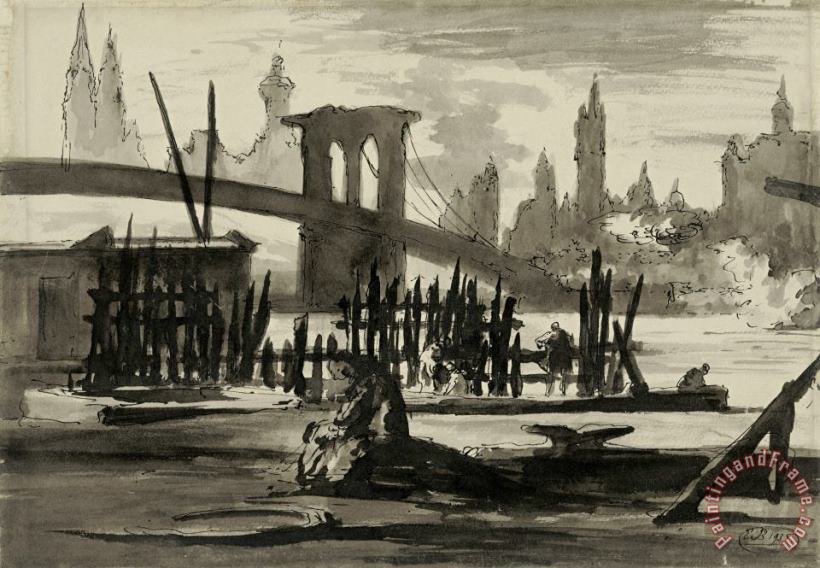 Eugene Berman Brooklyn Bridge Art Painting