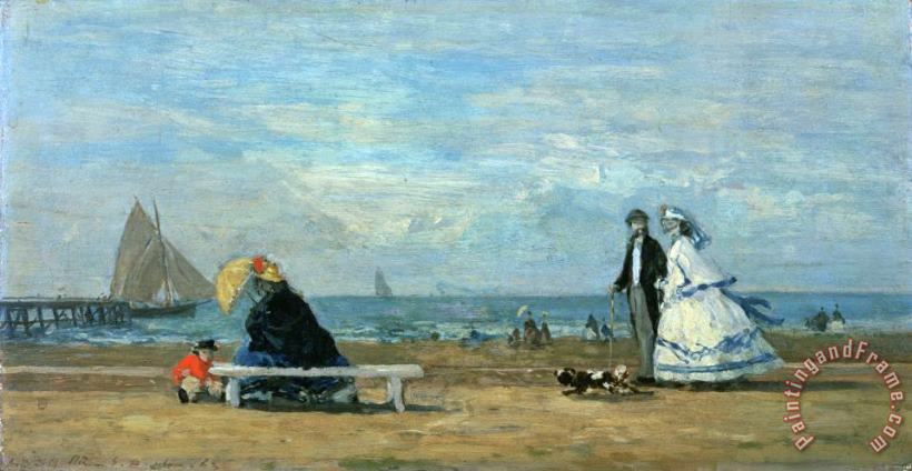 Beach at Trouville painting - Eugene Boudin Beach at Trouville Art Print