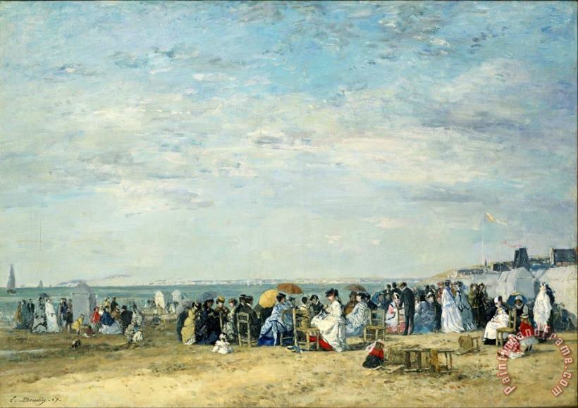 Beach of Trouville painting - Eugene Boudin Beach of Trouville Art Print