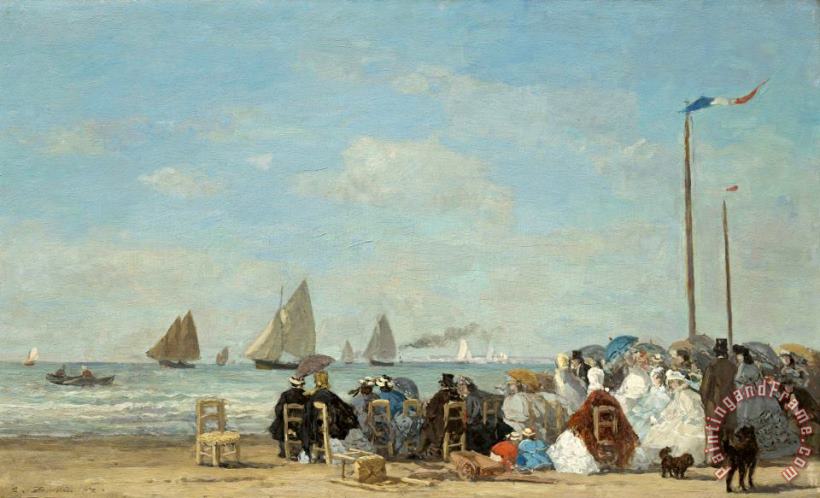 Beach Scene at Trouville painting - Eugene Boudin Beach Scene at Trouville Art Print
