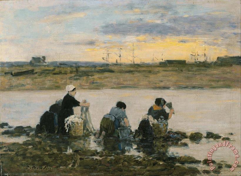 Washerwomen by The River painting - Eugene Boudin Washerwomen by The River Art Print