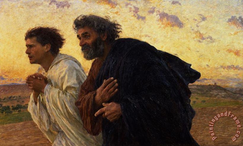 The Disciples Peter and John Running to the Sepulchre on the Morning of the Resurrection painting - Eugene Burnand The Disciples Peter and John Running to the Sepulchre on the Morning of the Resurrection Art Print