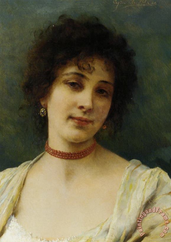 Eugene De Blaas Elegant Lady Art Painting