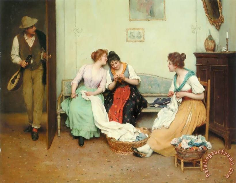 Eugene De Blaas The Friendly Gossips Art Painting