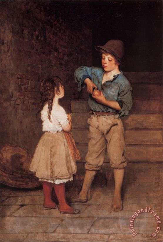 Two Children painting - Eugene De Blaas Two Children Art Print