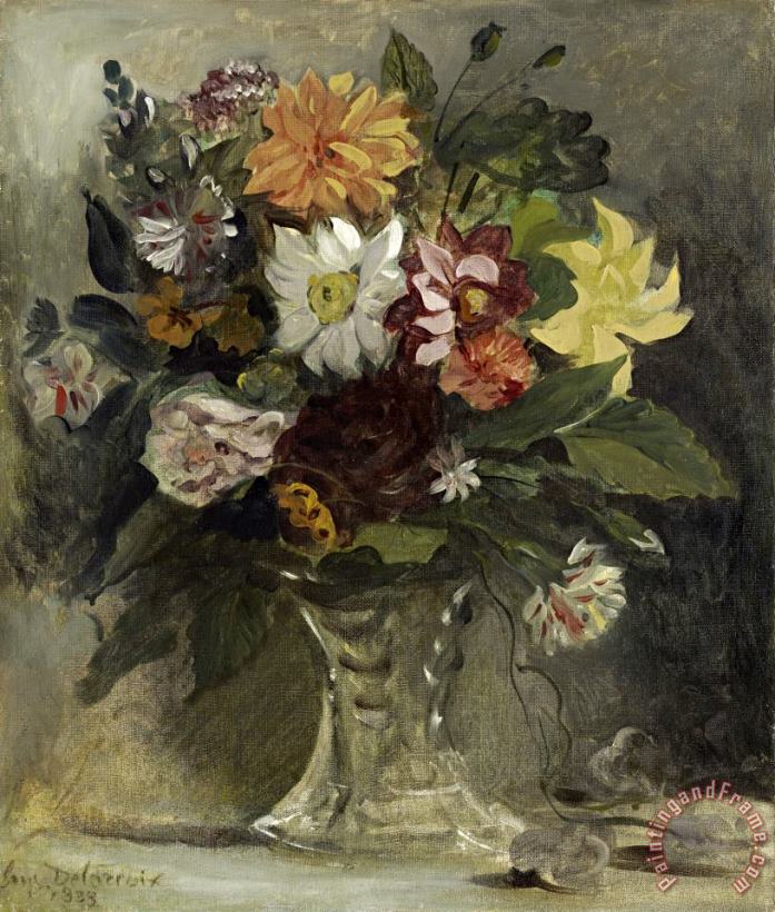Eugene Delacroix A Vase of Flowers Art Painting