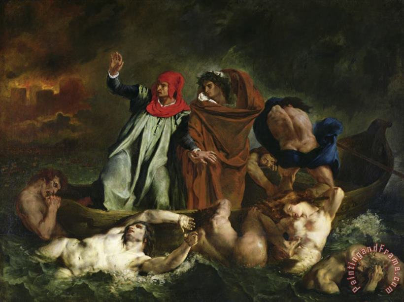 Dante (1265 1321) And Virgil (70 19 Bc) in The Underworld painting - Eugene Delacroix Dante (1265 1321) And Virgil (70 19 Bc) in The Underworld Art Print