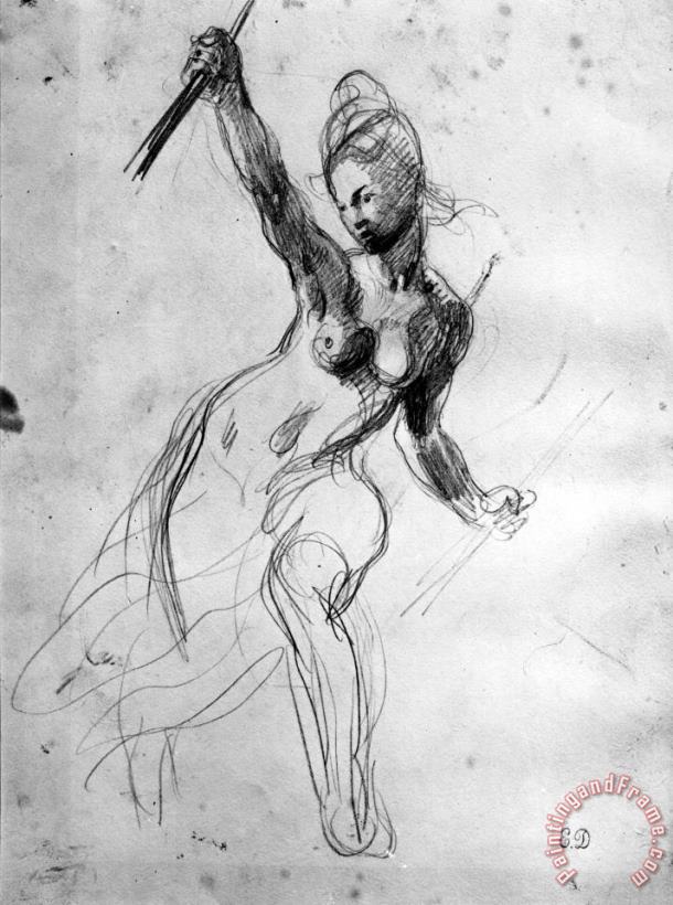Eugene Delacroix Female Nude, Study for Liberty Leading The People Art Painting