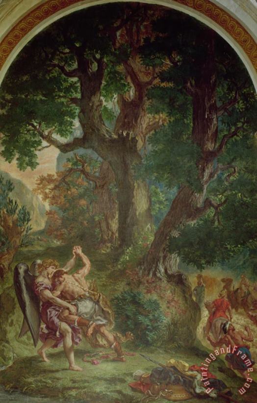 Eugene Delacroix Fight Between Jacob And The Angel Art Painting