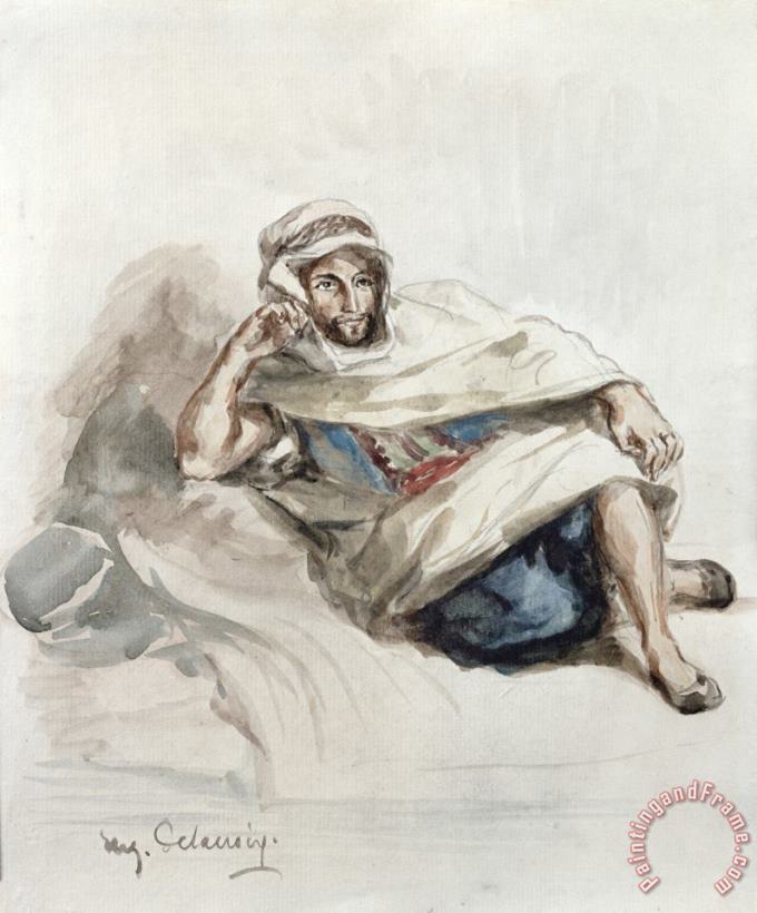 Eugene Delacroix Seated Arab (w/c on Paper) Art Painting