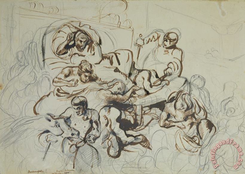 Eugene Delacroix Study for The Death of Sardanapalus Art Print