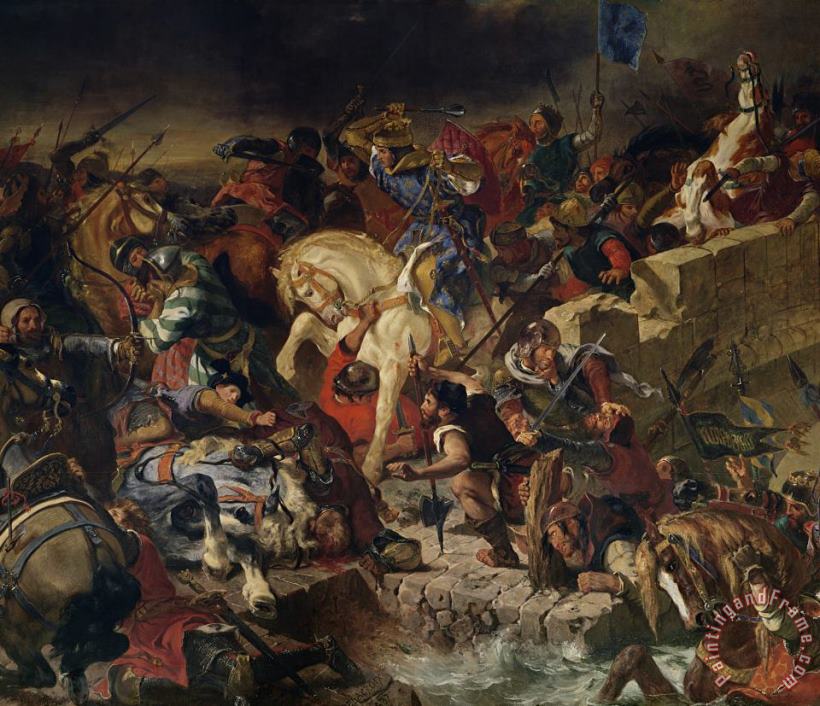 The Battle of Taillebourg, 21st July 1242 painting - Eugene Delacroix The Battle of Taillebourg, 21st July 1242 Art Print