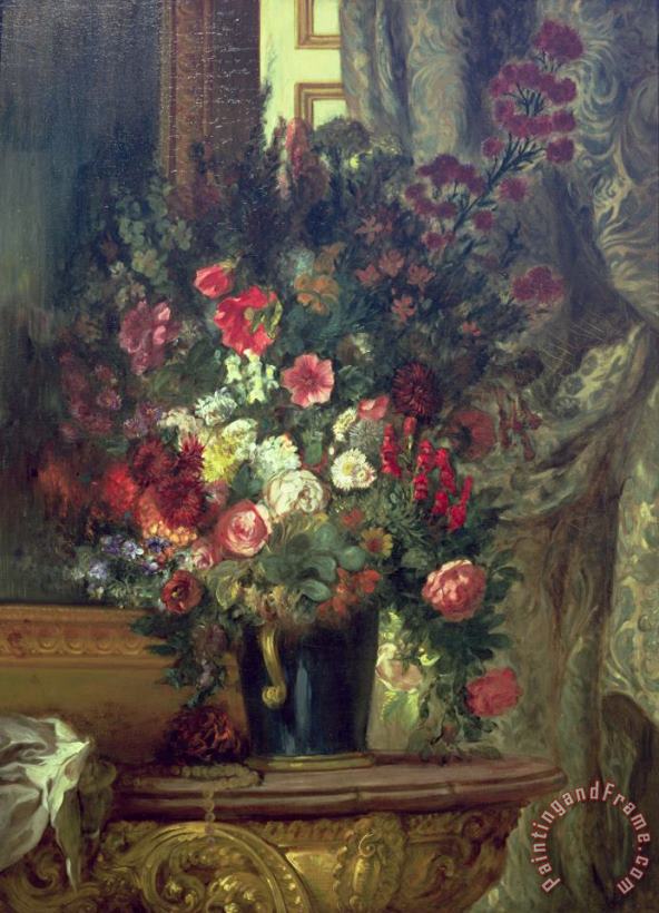 Eugene Delacroix Vase of Flowers on a Console Art Painting