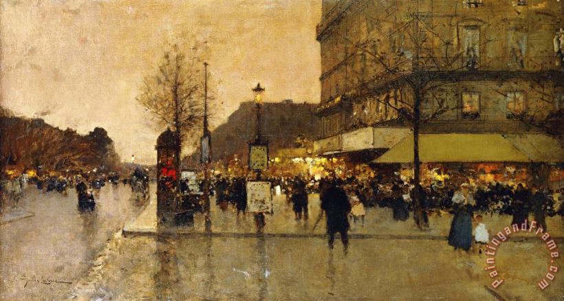 Eugene Galien-Laloue A Parisian Street Scene Art Painting